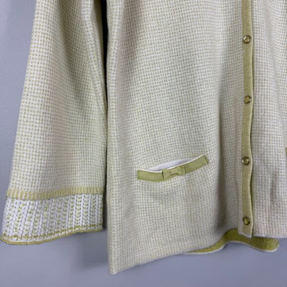 Sigrid‎ Olsen Cardigan Sweater Womens M Light Green Button Front Cottage Preppy - Picture 6 of 9